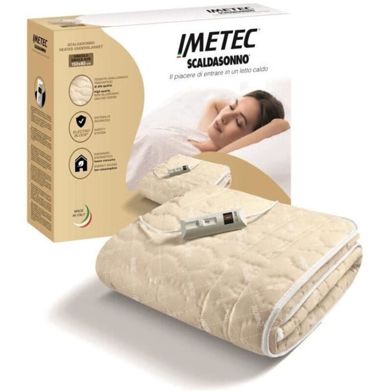 foto del prodotto imetec materasso elettrico scaldaletto per letto matrimoniale 150 x 80 cm 2 comandi con 2 temperature lavabile