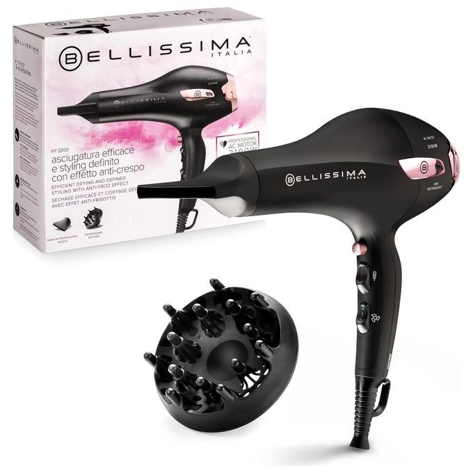 foto del prodotto imetec p7 3200 phon bellissima motore ac 2100w nero rosa
