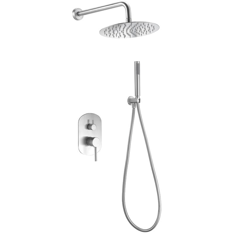 foto del prodotto imex - colonna doccia incassata con miscelatore monocomando modello mosca doccetta di dimensioni standard colore grigio finitura in acciaio