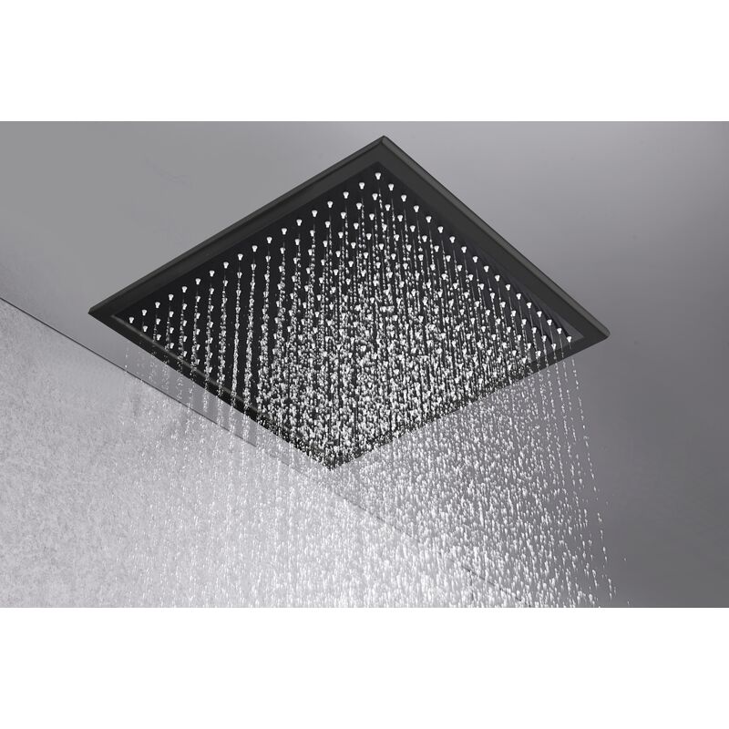 foto del prodotto imex diffusore di doccia quadrato nero 41x41 