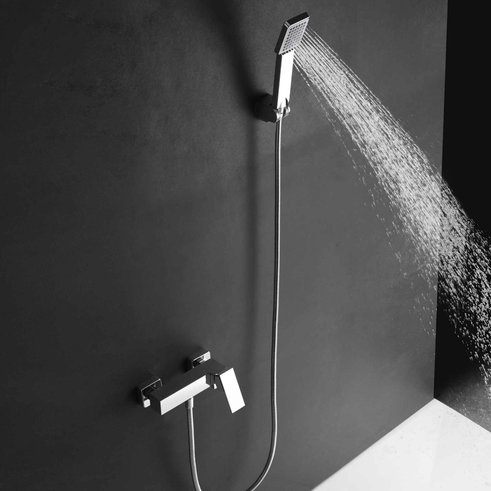 foto del prodotto imex miscelatore doccia valencia cromato in ottone e zama con cartuccia ceramica 35mm tubo flessibile metallo 180 cm supporto abs maniglia tonda modello imex-bdv003-5