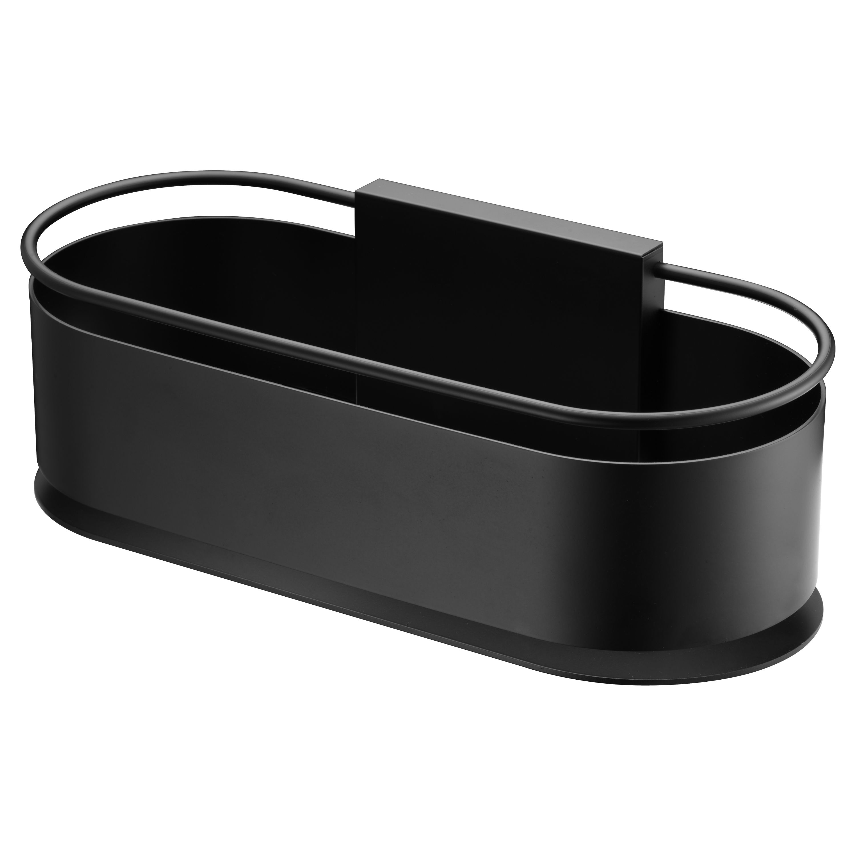 foto del prodotto imex portasapone frontale in acciaio inox 304 e ottone finitura nero opaco resistente e design funzionale modello anga imex-adn008-ng