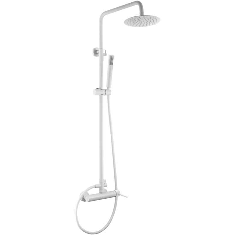 foto del prodotto imex products - colonna doccia con miscelatore monocomando modello milos stick getto di dimensioni standard colore bianco finitura opaca imex
