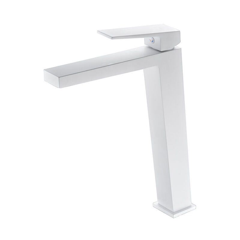 foto del prodotto imex products rubinetto monocomando per lavabo bagno con bocca alta per acqua calda e fredda colore bianco opaco