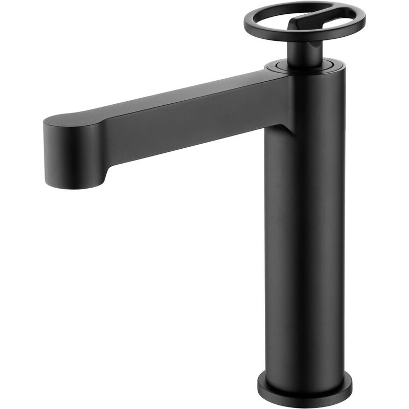 foto del prodotto imex products rubinetto per lavabo monocomando in ottone, rubinetto da bagno per lavello adatto per acqua calda fredda colore nero opaco