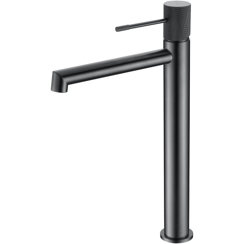 foto del prodotto imex - rubinetto alto del lavabo con monocomando modello line altezza del beccuccio colore nero finitura in metallo nero fucile