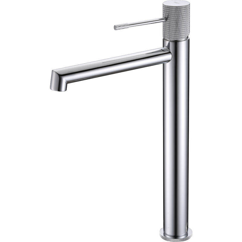 foto del prodotto imex rubinetto alto per lavabo con monocomando modello line altezza canna alta colore grigio rifinito cromato 