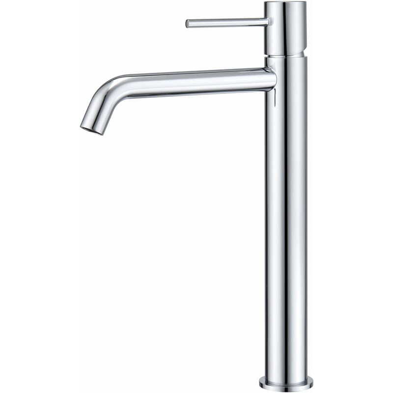foto del prodotto imex rubinetto da lavabo alto monocomando modello monza alto beccuccio colore grigio finitura cromata 
