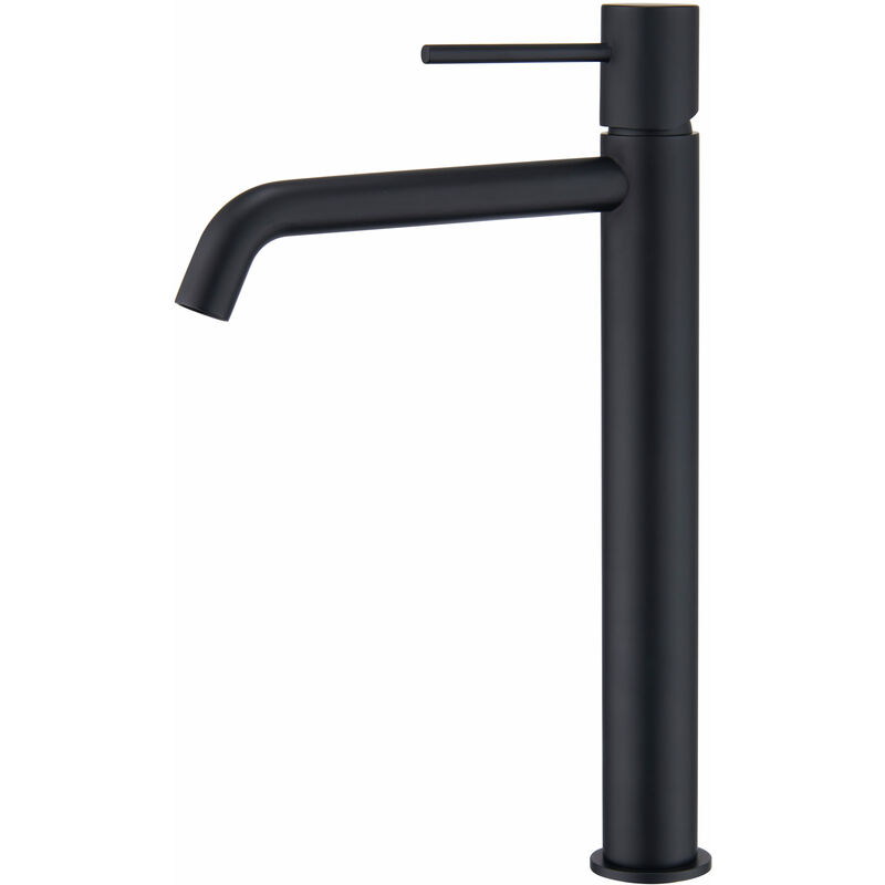 foto del prodotto imex rubinetto del lavabo alto monocomando modello monza altezza del collo colore nero finitura opaca 