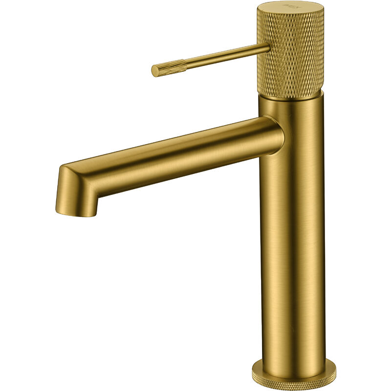 foto del prodotto imex rubinetto del lavabo con monocomando modello line becco universale colore oro finitura oro spazzolato 