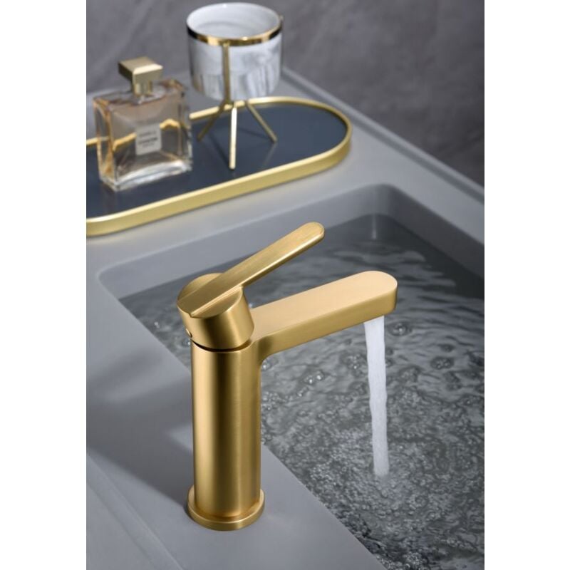 immagine 0 del prodotto imex rubinetto del lavabo con monocomando modello roma becco universale colore oro finitura oro spazzolato 