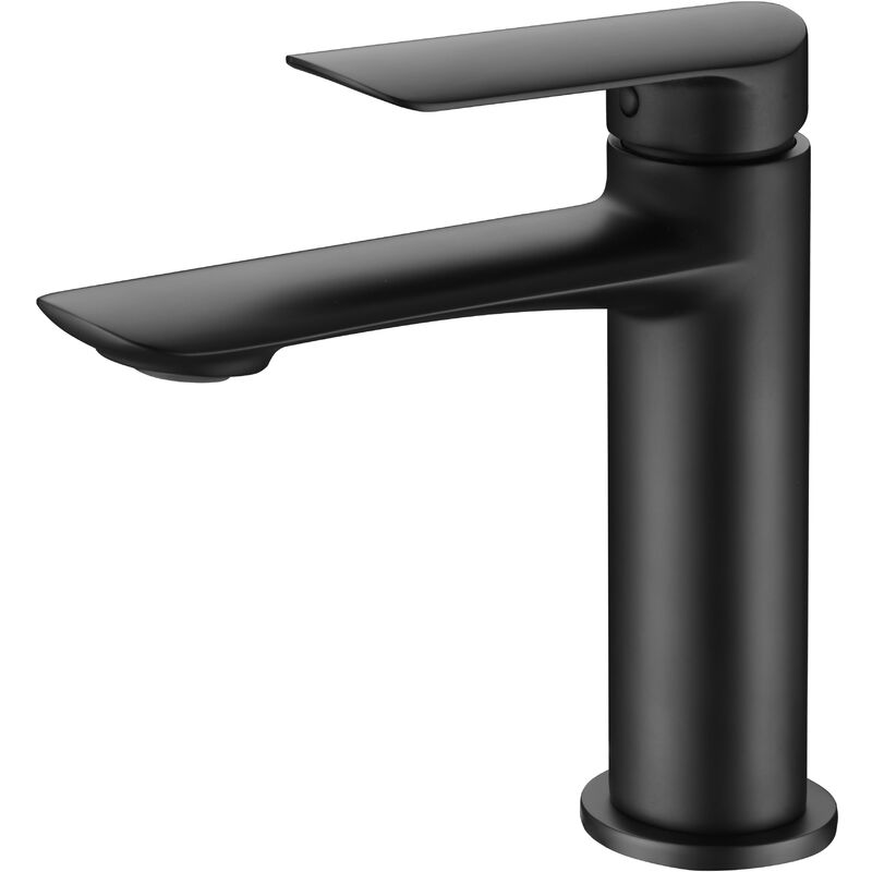 foto del prodotto imex rubinetto del lavabo con monocomando modello ural canale basso colore nero finitura opaca 