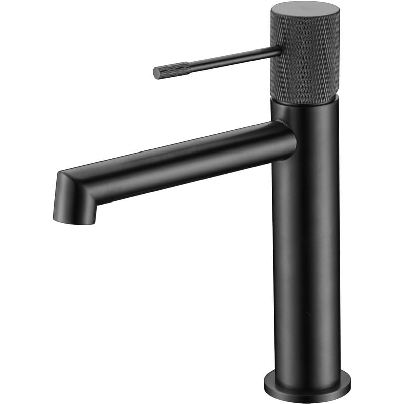 foto del prodotto imex rubinetto del lavabo monocomando modello line canale universale colore nero finitura in metallo nero fucile 