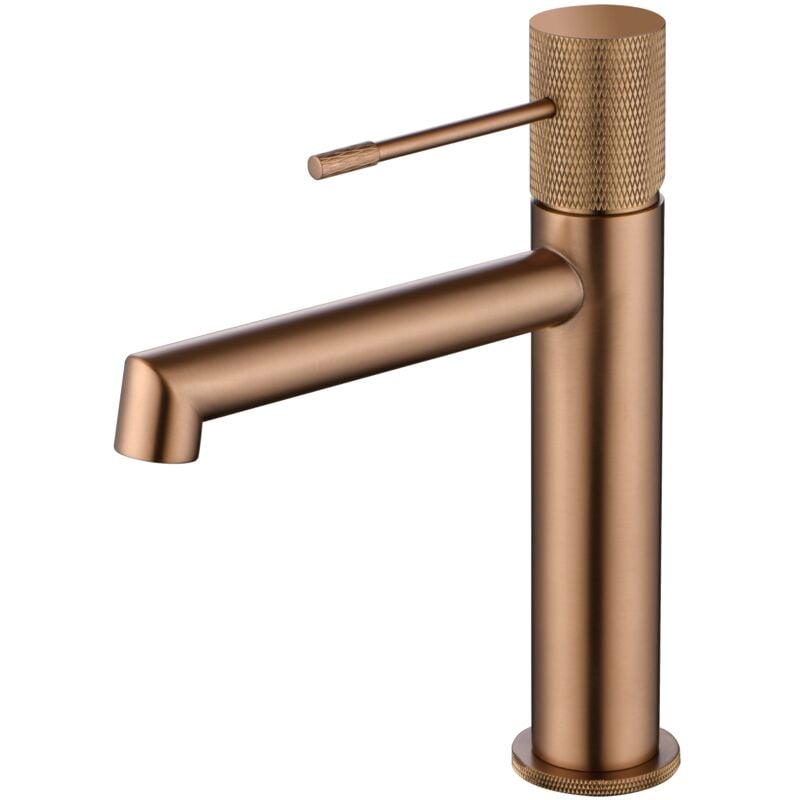 foto del prodotto imex rubinetto del lavabo monocomando modello line colore oro rosa finitura in oro rosa spazzolato 