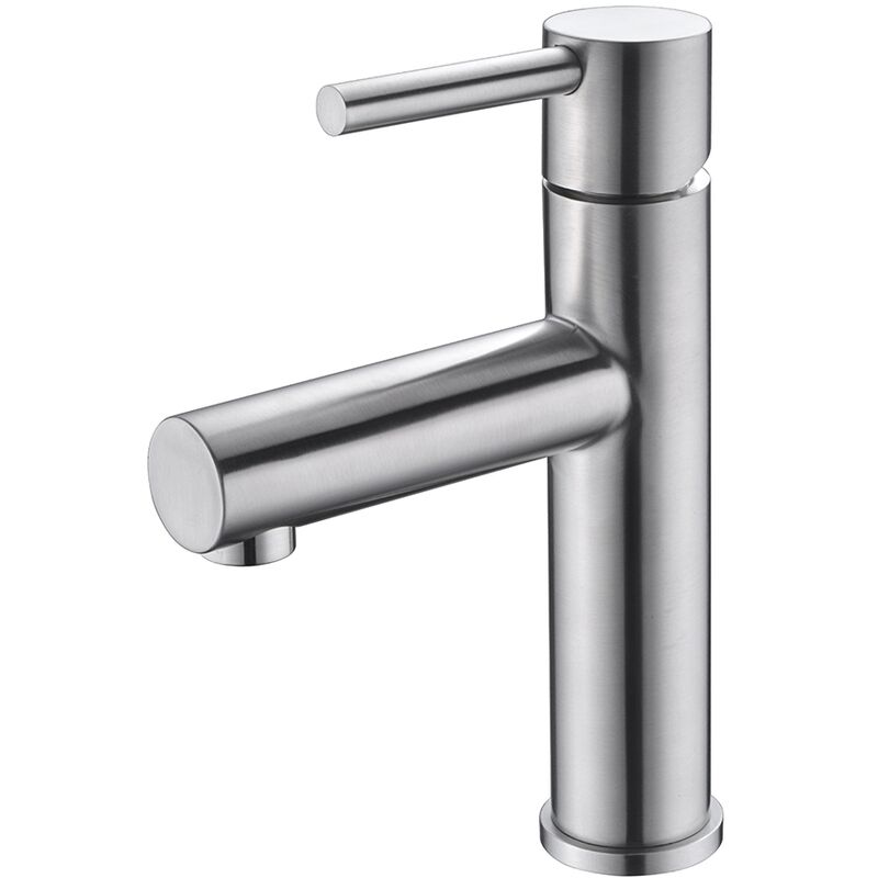 foto del prodotto imex rubinetto del lavandino con monocomando modello mosca beccuccio universale colore grigio con finitura in acciaio 