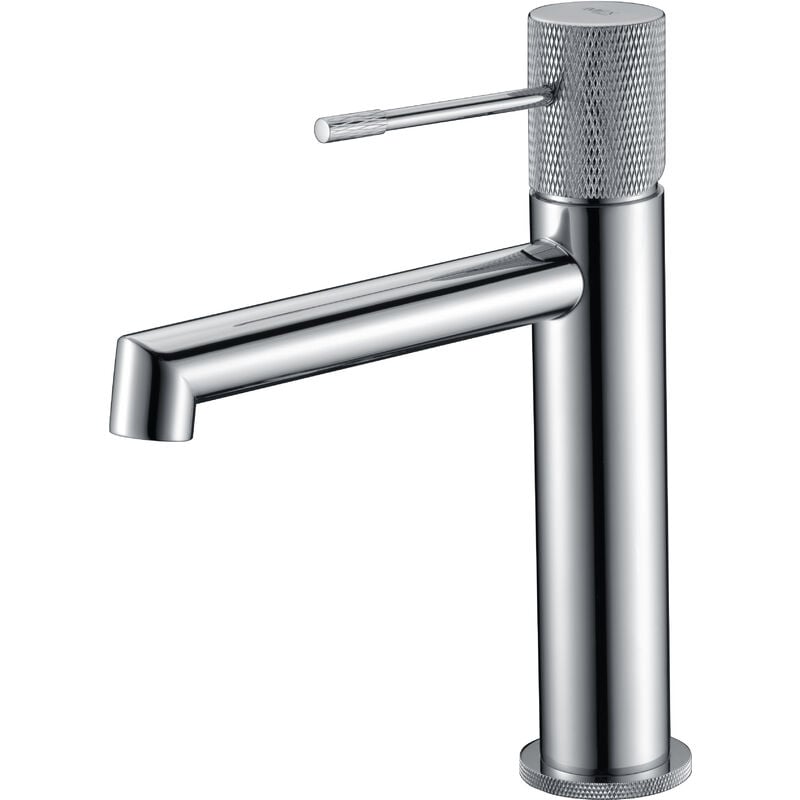 foto del prodotto imex rubinetto monocomando per lavabo modello line becco universale colore grigio finitura cromata 