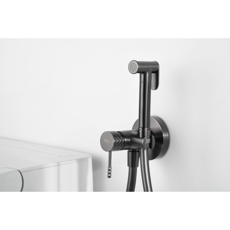 foto del prodotto imex rubinetto per bidet incasso con miscelatore monocomando modello genova colore nero finitura in black gun metal 