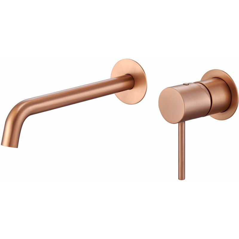 foto del prodotto imex rubinetto per lavabo incassato monocomando modello monza uscita universale colore oro rosa finitura oro rosa spazzolato 