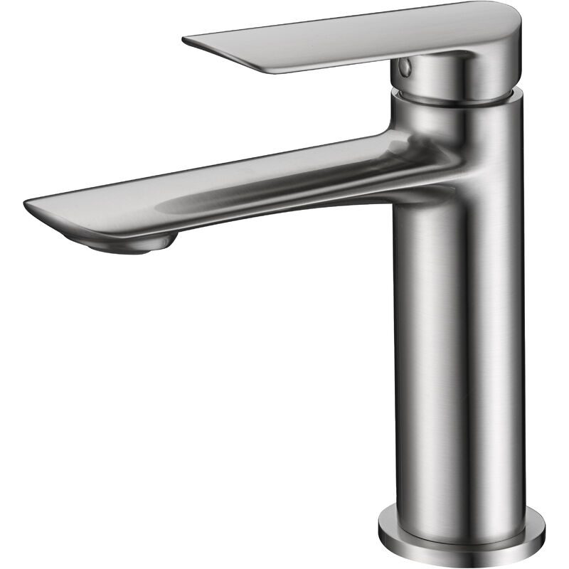 foto del prodotto imex rubinetto per lavabo monocomando modello ural beccuccio basso colore argentato finitura nichel 