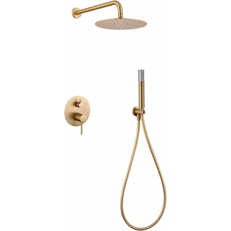 foto del prodotto imex set doccia a incasso con monocomando modello monza doccia di dimensioni standard colore oro finitura in oro spazzolato 