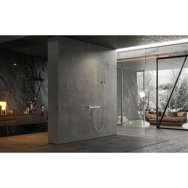 foto del prodotto imex - set doccia con termostato modello genova colore grigio finitura in cromo