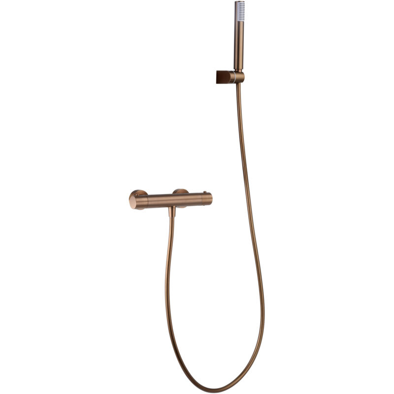 foto del prodotto imex set doccia con termostato modello monza colore oro rosa finitura oro rosa spazzolato 