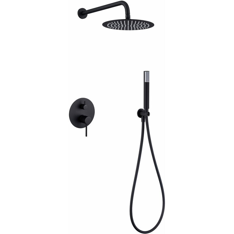 foto del prodotto imex set doccia incassato con monocomando modello monza doccia di dimensioni standard colore nero finitura opaca 