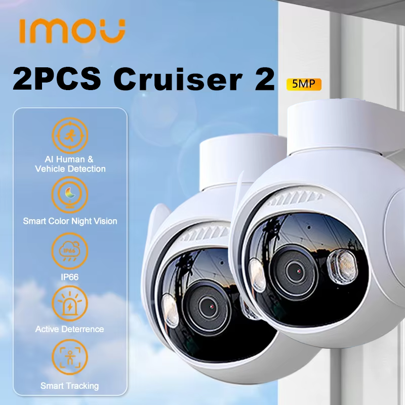 foto del prodotto imou 2pcs cruiser 2 5mp ip66 wi-fi telecamera di sicurezza esterna ai smart tracking veicolo umano visione notturna intelligente conversazione bidirezionale