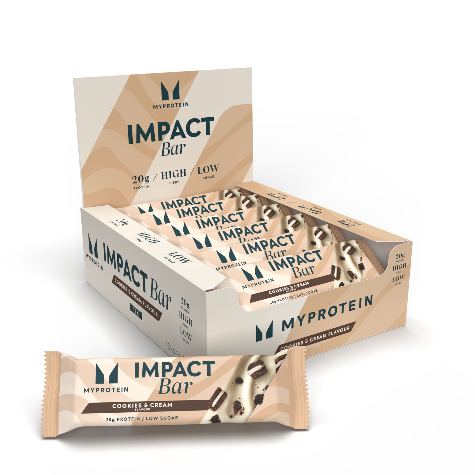 foto del prodotto impact protein bar 12 x 64g biscotti e crema