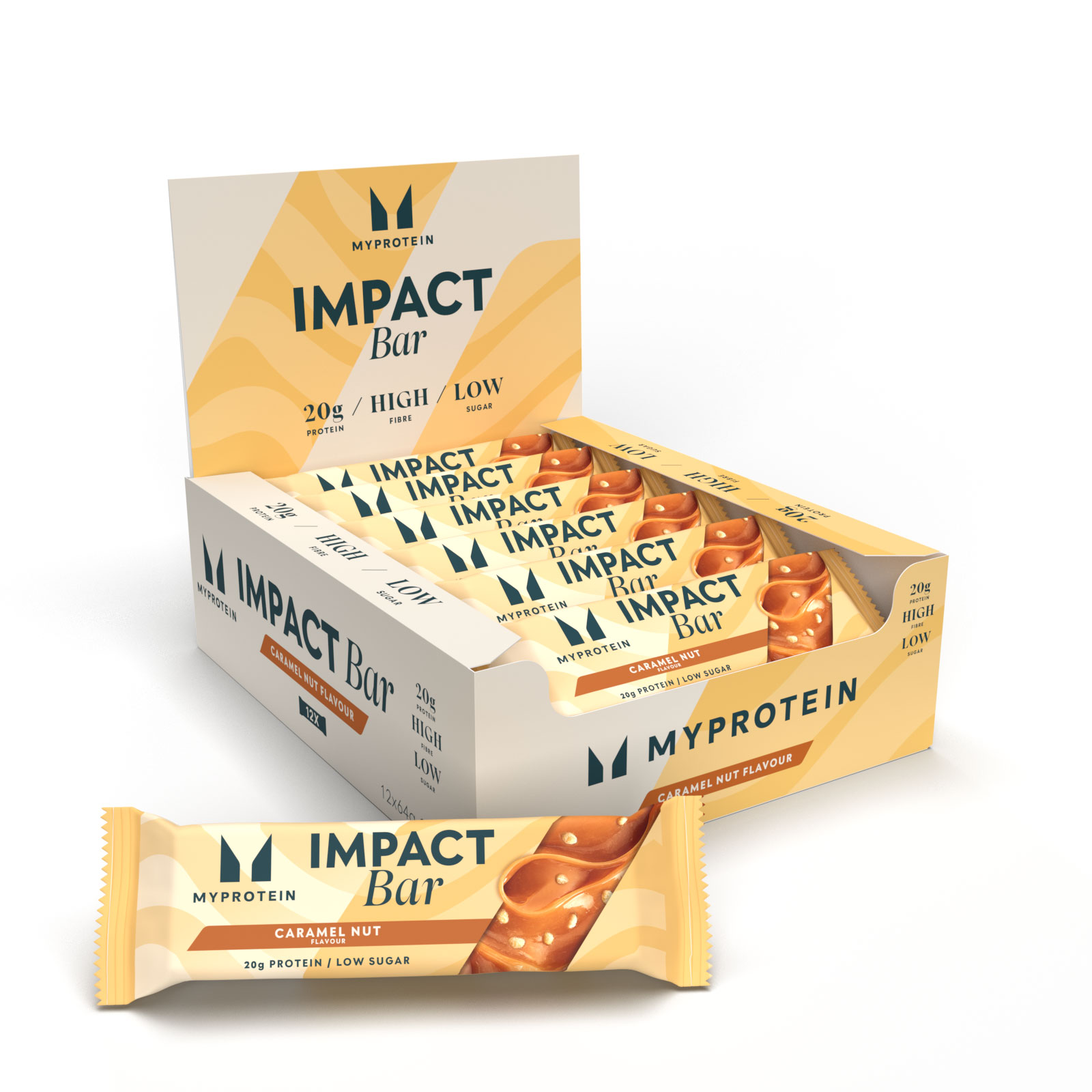 foto del prodotto impact protein bar 12 x 64g caramello e noci