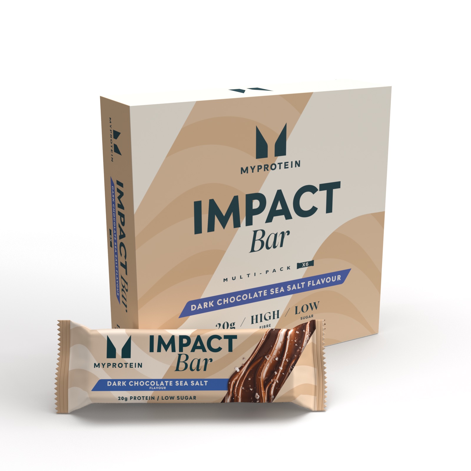 foto del prodotto impact protein bar 6 x 64g cioccolato fondente e sale marino