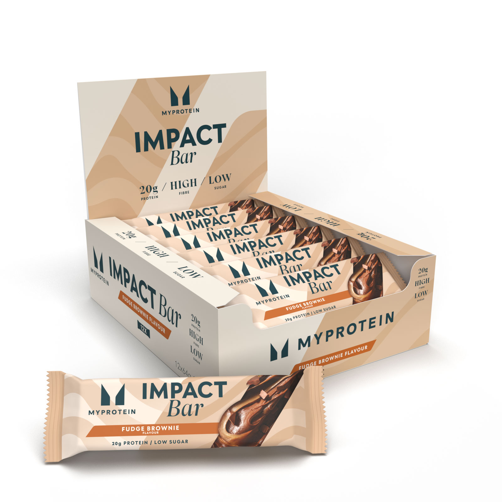 foto del prodotto impact protein bar new recipe 12 x 64g fudge al cioccolato