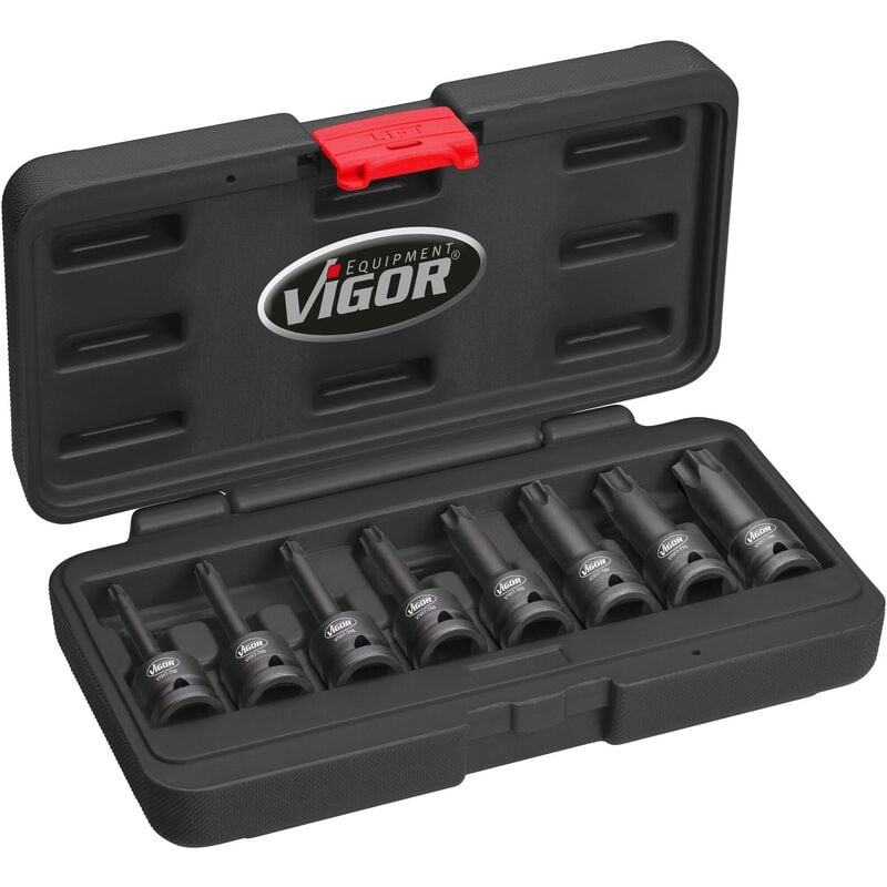 foto del prodotto impact screwdriver socket set for internal t profile v7017 attacco quadro, cavo, 1 2 di pollice 12,5 mm profilo interno torx t30 t80 