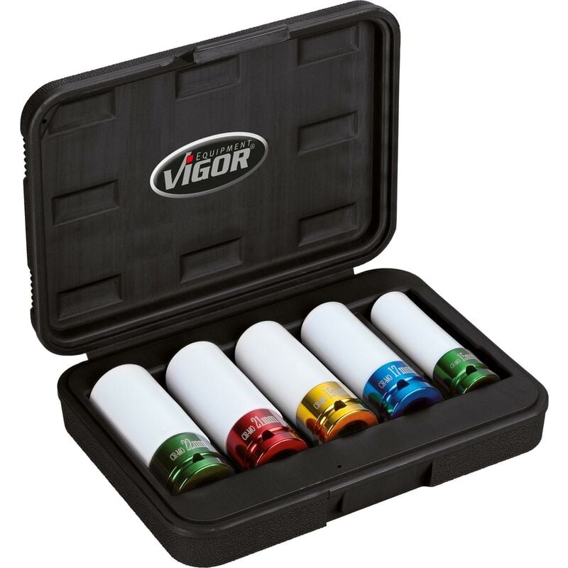 foto del prodotto impact socket set v2257 attacco quadro, cavo, 1 2 di pollice 12,5 mm profilo esagonale esterno 15 22 numero utensili 5