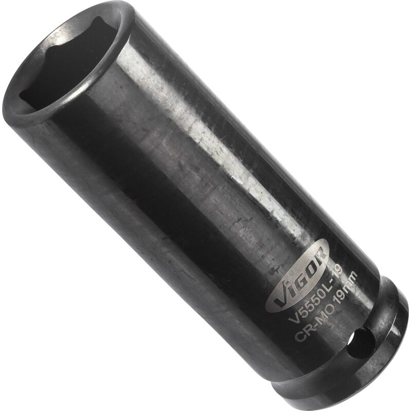 foto del prodotto impact wrench socket long v5550l 19 attacco quadro, cavo, 1 2 di pollice 12,5 mm profilo esagonale esterno size 19 mm