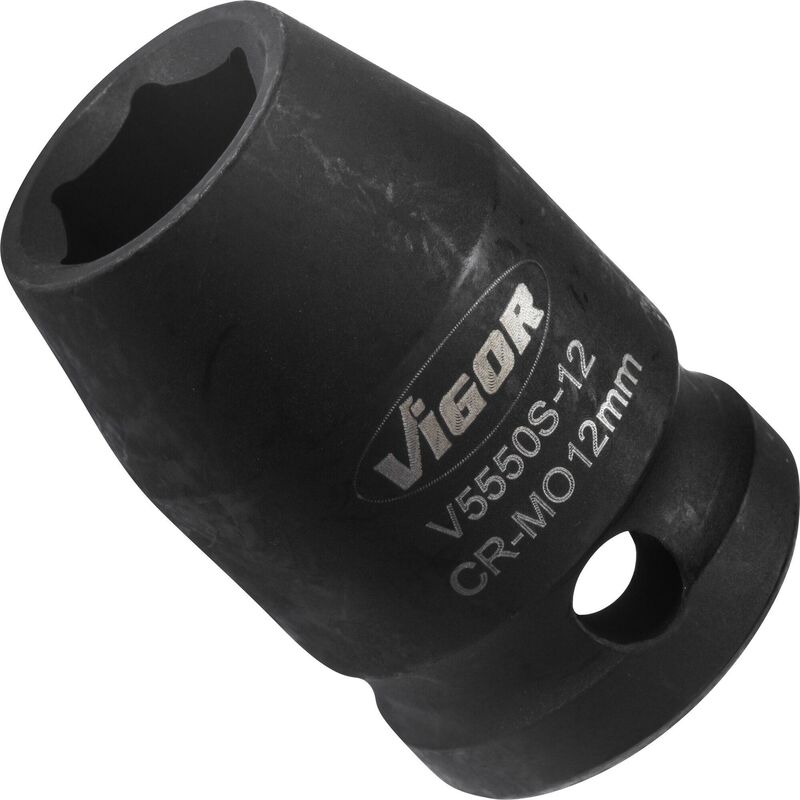 foto del prodotto impact wrench socket short v5550s 12 attacco quadro, cavo, 1 2 di pollice 12,5 mm profilo esagonale esterno size 12 mm