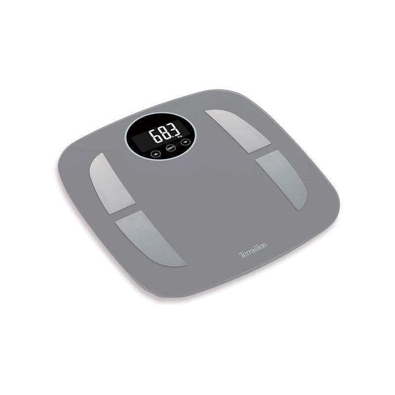 foto del prodotto impedenziometro bilancia personale 15280 160kg 100g piano in vetro 12 mem lcd powerfit terraillon