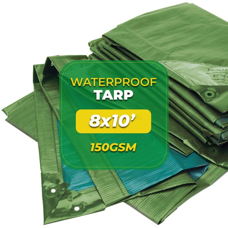 foto del prodotto impermeabile 8 x 10 telone multiuso resistente telone multistrato in pellicola laminata incrociata ideale per agricoltura, campeggio, copertura