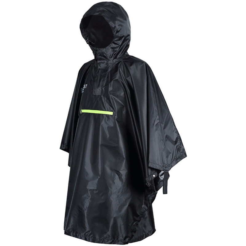foto del prodotto impermeabile da uomo e da donna, impermeabile con riflettore, poncho antipioggia con striscia riflettente, nero