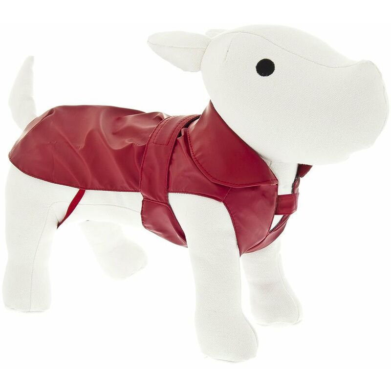 foto del prodotto impermeabile in tessuto soft-touch con scollo a v modello pocket per cani 65cm - rosso