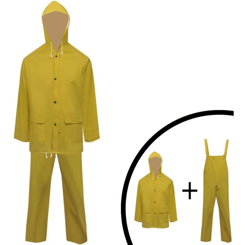 foto del prodotto impermeabile verde resistente a 2 pezzi con cappuccio giallo l vidaxl
