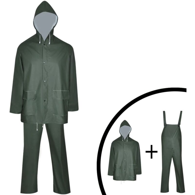 foto del prodotto impermeabile verde resistente a 2 pezzi con cappuccio verde xl vidaxl