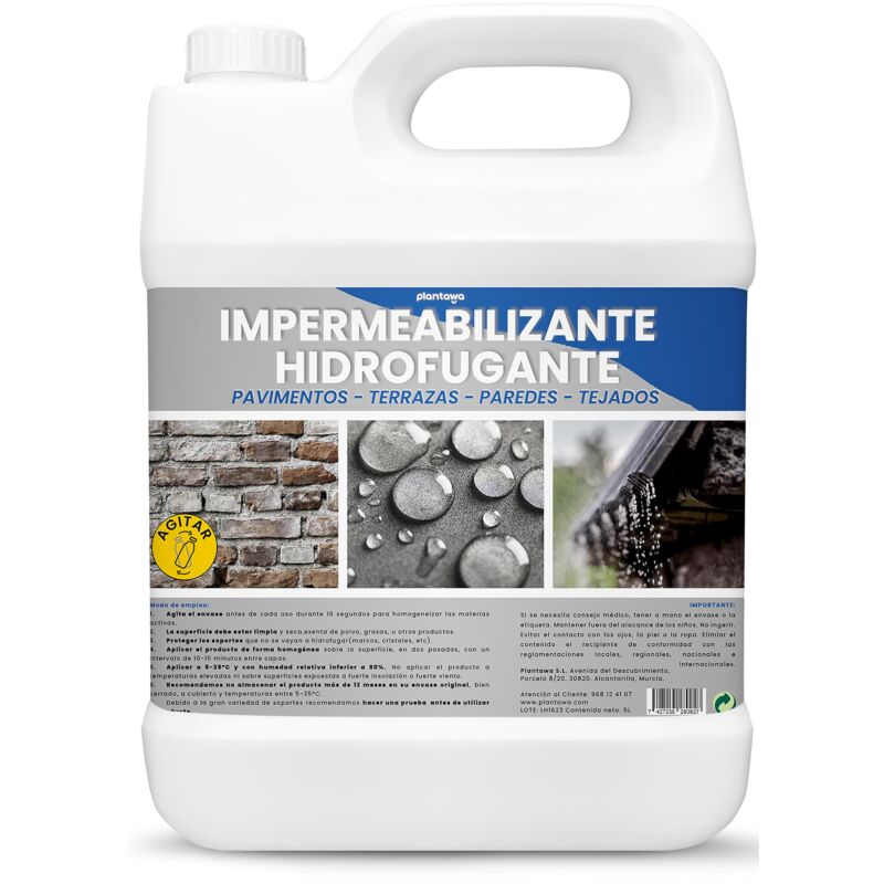 foto del prodotto impermeabilizzante trasparente liquido 5l invisibile, nessuna generazione di film, protezione totale su facciate, cemento, terrazze, tetti