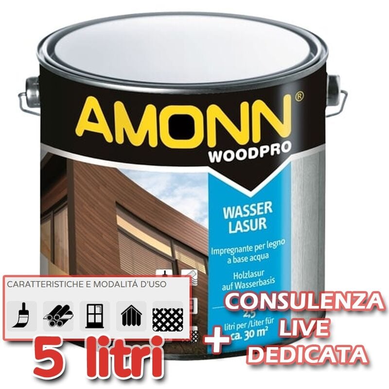 foto del prodotto impregnante a base acqua per legno amonn wasserlasur 03 castagno 5 lt