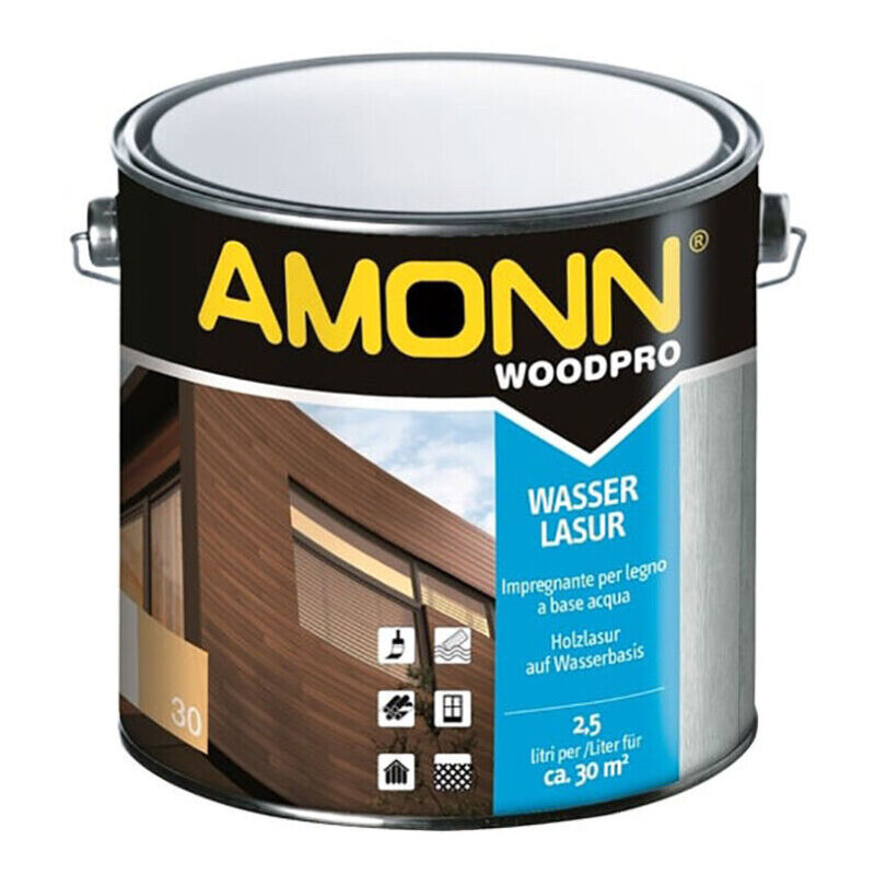 foto del prodotto impregnante a base acqua per legno amonn wasserlasur 10 noce chiaro 5 lt