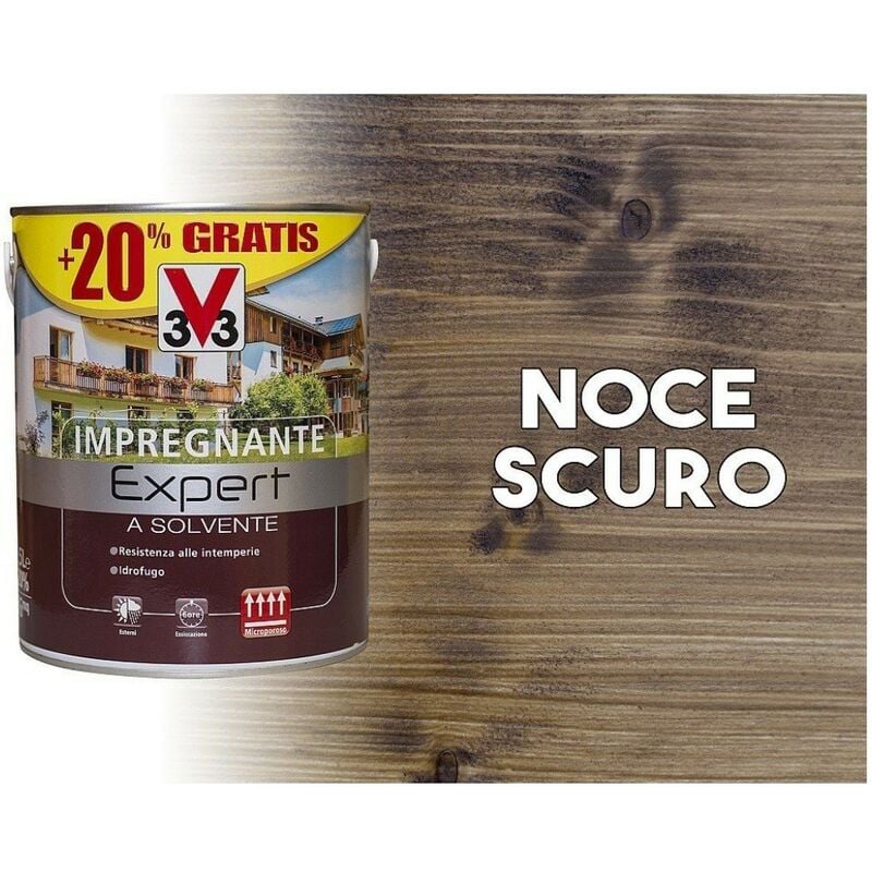 foto del prodotto impregnante a solvente protettivo per legno expert noce scuro 3 litri