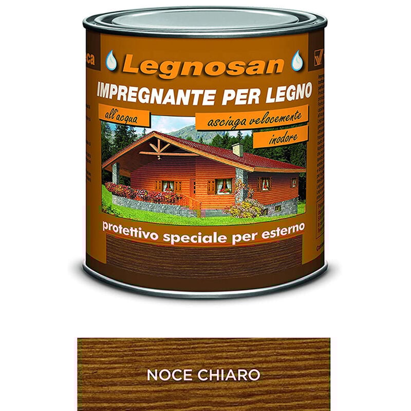 foto del prodotto impregnante all acqua per legno esterno legnosan 2,5 lt veleca noce chiaro