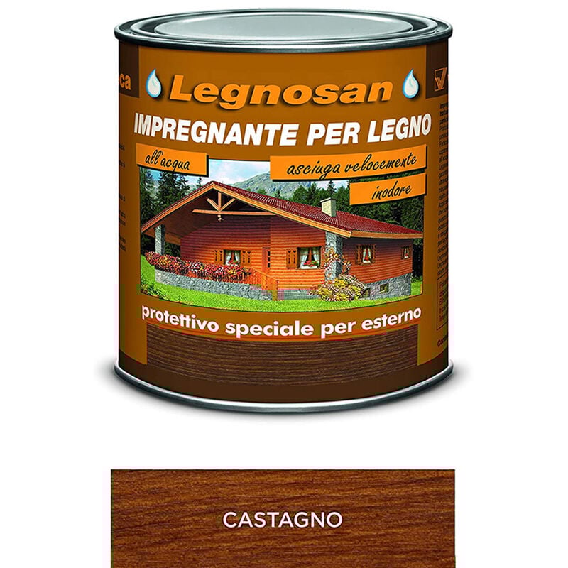 foto del prodotto impregnante all acqua per legno esterno legnosan 750 ml veleca castagno