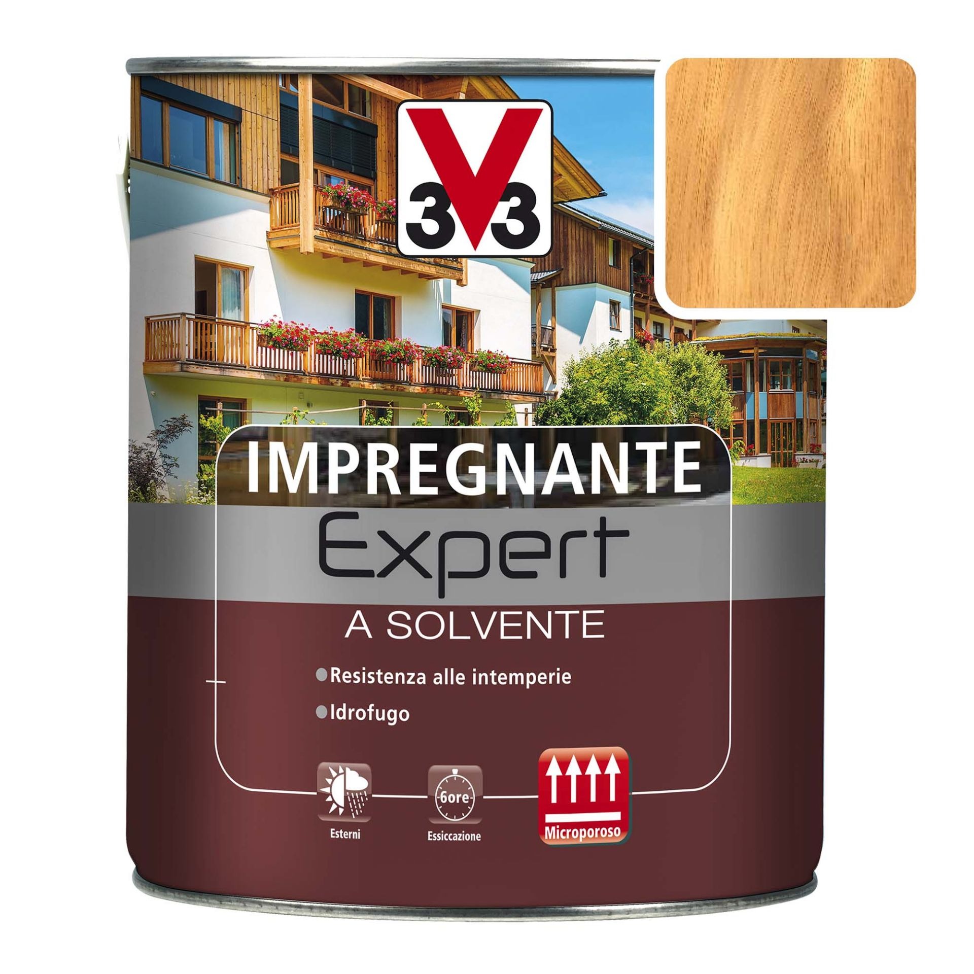 foto del prodotto impregnante expert solvente 2,5 noce chiaro per proteggere i supporti in legno esterno