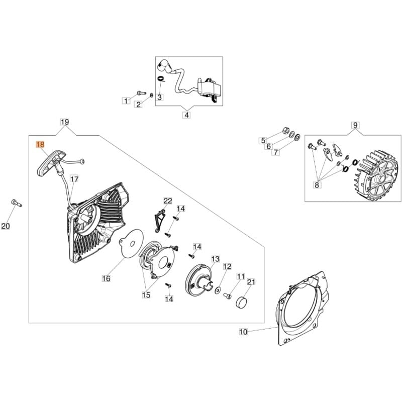 foto del prodotto impugnatura avviamento originale oleomac per motosega gs 650 gs 651 50170017r